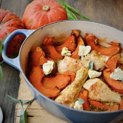One Pot Gericht mit Reis, Huhn und Kürbis