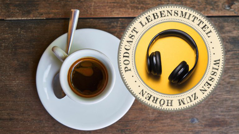 Tasse Espresso mit Poscast-Sujet
