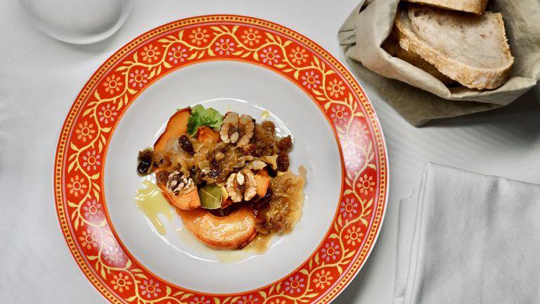 Kürbis mit Zwiebel und Essig