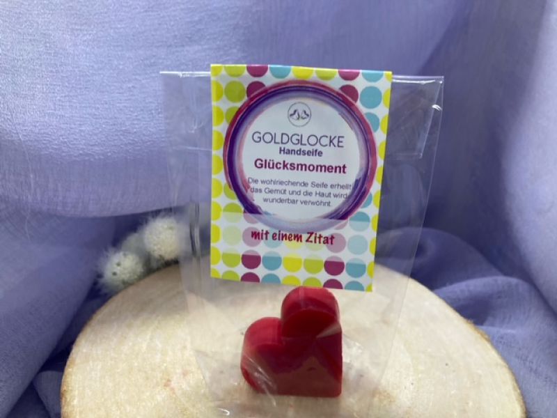 Glücksmoment mit Spruch Gästeseife Goldglocke Bauernladen
