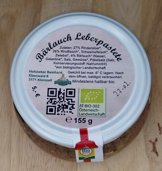 Leberpastete Bärlauch - Der echte Hofstetter - Bauernladen