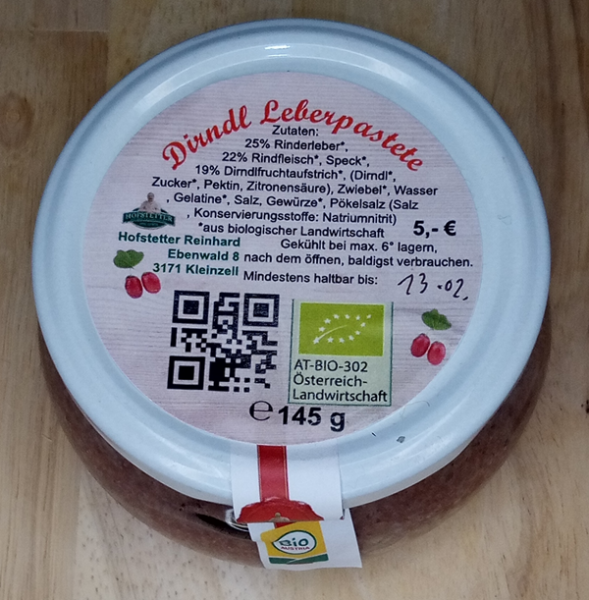 Leberpastete Dirndl - Der echte Hofstetter - Bauernladen