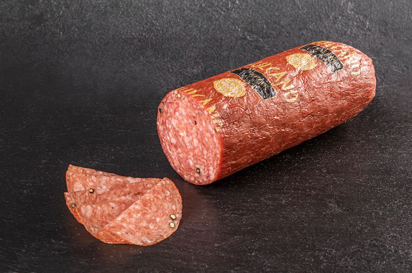 Auersbacher Pfeffer Salami geschnitten - Vulcano Schinkenmanufaktur ...