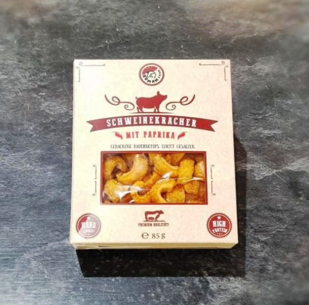 Premium Schweinekrusteln mit Paprika & Meersalz 85g - Danke Bauer ... Premium Schweinekrusteln mit Paprika & Meersalz 85g - Danke Bauer ...