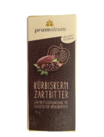 Pramoleum Zartbitter-Schokolade mit gerösteten Kürbiskernen