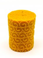 Bienenwachs Kerze - Stumpen mit Ornamente 