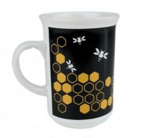 Keramik Tasse, Schwarz- Gold mit Bienenmotiv 