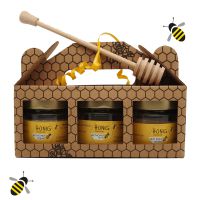  Geschenkkarton HonigTrio mit Honiglöffel 