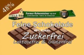 Schokolade - Zuckerfrei - Laktosefrei & Glutenfrei 48% Kakao