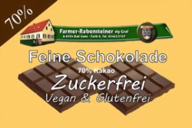Schokolade - Zuckerfrei - Vegan & Glutenfrei - 70% Kakao
