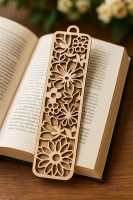 Holz-Lesezeichen – Blumenmotiv