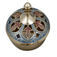 Räucherschale Messing bemalt (rot und blau)