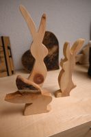 Holz Osterhasen Set (3er) – handgemachte Deko aus Massivholz