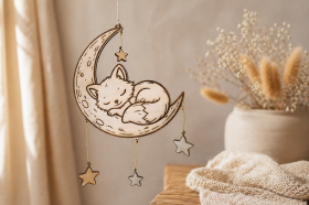 Holz Baby Mobile Fuchs Mond | Handgemachte Kinderzimmer Deko