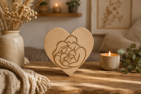 Familienherz aus Zirbenholz - Holzherz Familie