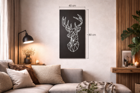 Hirsch Wandbild Holz | Geometrischer Hirsch 40x80 cm