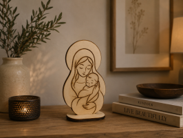 Maria mit Jesus Holzfigur | Christliche Deko aus Holz 