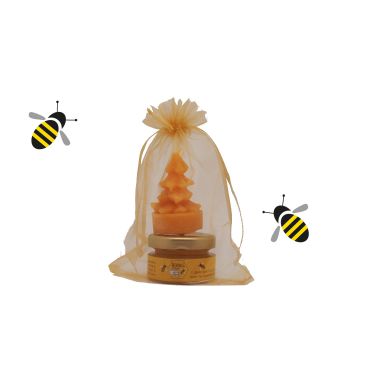 Bio Honig und eine natürliche Bienenwachskerze - das ist ein Geschenkset das Gesundheit und Sinne Freude bereitet.