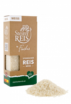 Der erste steirische Reis wächst seit 2010 auf unseren Feldern in Klöch. Eignet sich sehr gut für Risotto, ist ausgesprochen Geschmacksintensiv. Durch unser  Trockenanbauverfahren setzten wir auf ressourcenschonend, regionalen Anbau (geringerer Wasserbedarf als bei Nassreisanbau)