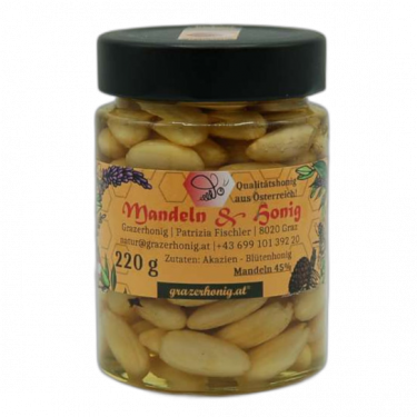 Akazienhonig mit Mandeln ist eine leckere Kombination aus dem milden, süßen Geschmack von Akazienhonig und dem nussigen Aroma von Mandeln.