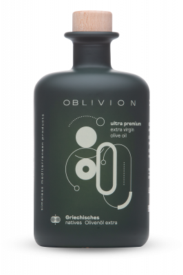 OBLIVION PREMIUM Olivenöl aus Griechenland nativ extra 500ml
Flasche mit Sichtfenster auf der Rückseite. 
Bestens geeignet für frische Salate, zum Verfeinern von Speisen sowie zum Marinieren von Steaks und Grillgut!