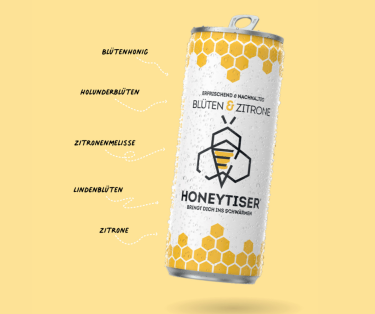HONEYTISER - Das natürliche Erfrischungsgetränk mit Blütenhonig, Blütenextrakt und Zitronensaft. 330ml pro Dose