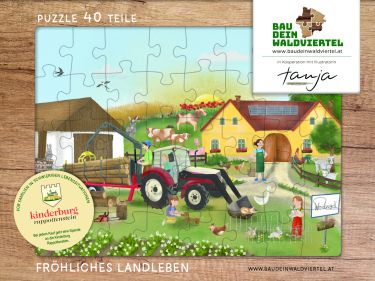 Dieses Produkt vermittelt Landleben pur! Am Hof vom Bauer Erwin wird es nie langweilig. Es gibt immer viel zu tun, die Tiere müssen auf der Weide versorgt werden, Holz für den nächsten Winter muss gefällt werden und die Kinder müssen in den Ferien auch bespaßt werden. Die liebe Mama sieht nach dem Rechten und denkt sich „So ein schöner Sommertag“ zum Glück ist die neue PV-Anlage schon am Dach des Hofes montiert. 

Für Kinder ab 3 Jahren.