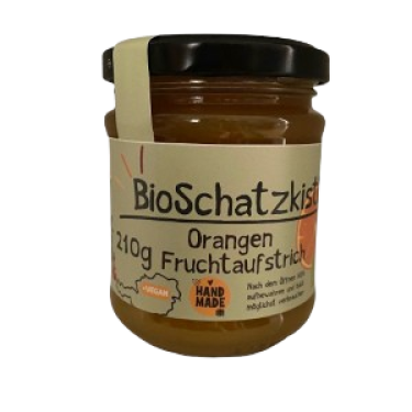 Qualität: kontrolliert biologisch

Zutaten: Orangensaft auf Konzentrat * (74,3%), Zucker *, (Geliermittel: Guakernmehl + Pektin), Zitronensäure, Orangenschale gerieben *, Salz - * kontrolliert biologisch

Verwendung: als Brotaufstrich und als Dip zu verschiedensten Käsesorten

Nach dem Öffnen kühl und trocken lagern und ehestmöglich verbrauchen.
