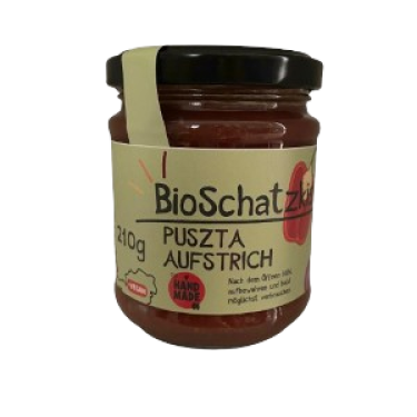 Qualität: kontrolliert biologisch

Zutaten: Tomaten * (40%), Zucker *, Zwiebel * (20%), Paprika * (18%), Essig * , Wasser, Zitronensäure, Knoblauch *, Salz, (Geliermittel: Guakernmehl + Pektin), Oregano * Gewürze - * kontrolliert biologisch

Verwendung: als Brotaufstrich und als Dip zu verschiedensten Käsesorten

Nach dem Öffnen kühl und trocken lagern und ehestmöglich verbrauchen.