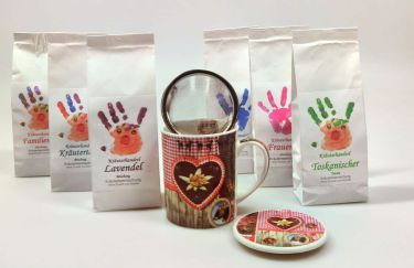 Kräuterhanderl Kräutertee Kennenlernpaket mit Kräuterteetasse 