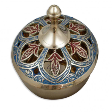 Räucherschale Messing bemalt (rot und blau)
